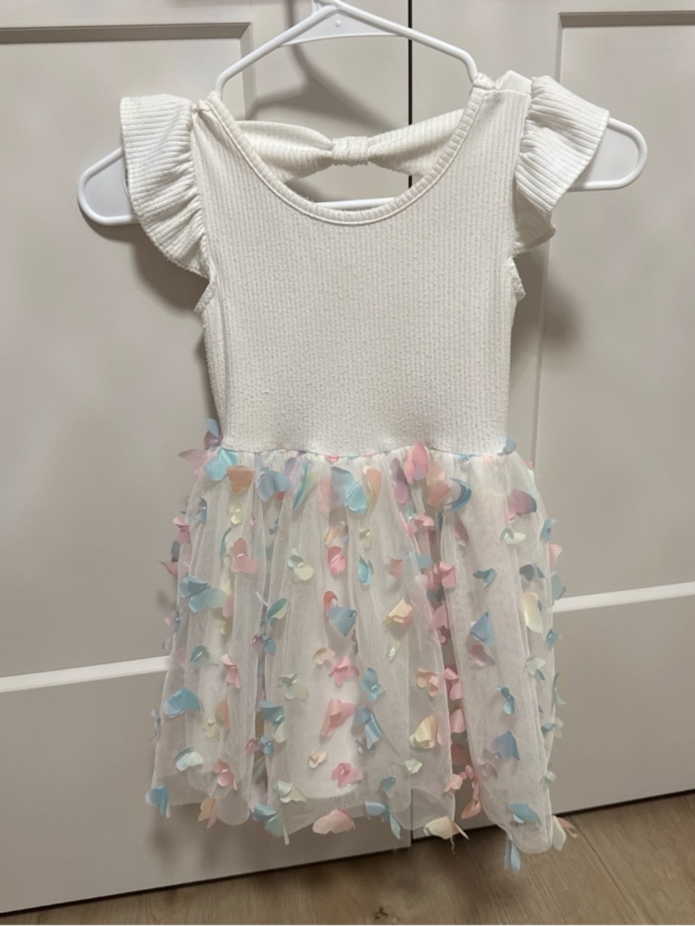 btween White Dress with Pastel Petal Tulle Skirt